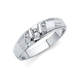 14K White Gold Diagonal Three-Stone Men's Wedding Band