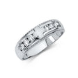 14K White Gold Satin Cross Rope-Edge Men's Wedding Band