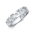 14K White Gold Geometric Brick-Pattern Men's Wedding Band
