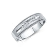 14K White Gold Bezel Solitaire & Accent Men's Wedding Band