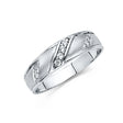 14K White Gold Satin Diagonal Channel Men's Wedding Band