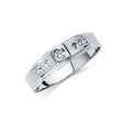14K White Gold Square-Bezel Center & Side-Accent Men's Wedding Band