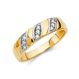 14K Yellow Gold Diagonal Leaf-Window Men's Wedding Band