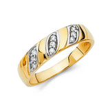 14K Yellow Gold Diagonal Leaf-Window Men's Wedding Band