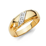 14K Yellow Gold Diagonal Channel Men's Wedding Band