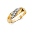 14K Yellow Gold Diagonal Cluster Men's Wedding Band