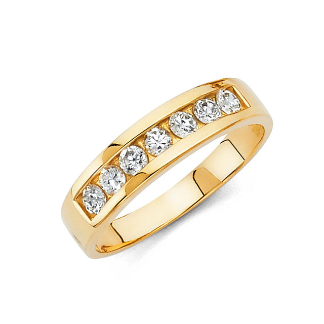 14K Yellow Gold Seven-Stone Channel-Set Men's Wedding Band