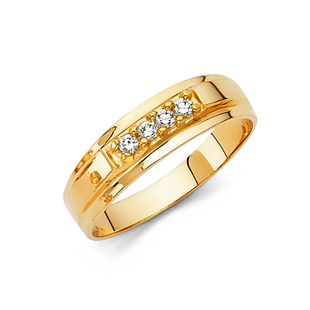 14K Yellow Gold Five-Stone Row Men's Wedding Band