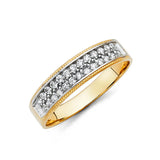 14K Yellow Gold Double-Row Pave Men's Wedding Band