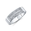 14K White Gold Double-Row Pavé Plaque Men's Wedding Band