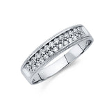 14K White Gold Double-Row Pave Men's Wedding Band