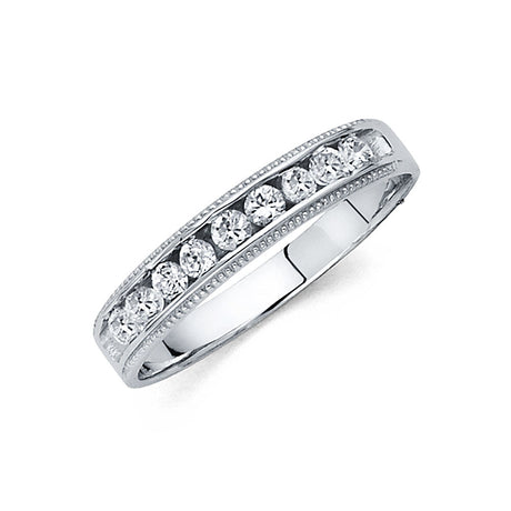 14K White Gold Channel-Set Men's Wedding Band