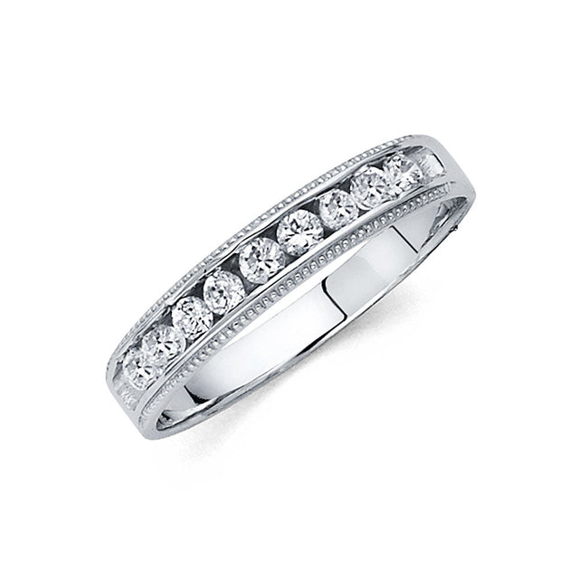 14K White Gold Channel-Set Men's Wedding Band