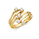 14K Yellow Gold Three-Stone Swirl Ring