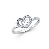 14K White Gold Double-Heart Ring