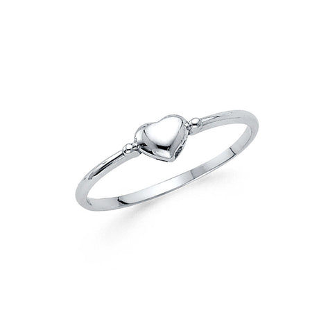 14K White Gold Petite Puffed Heart Ring
