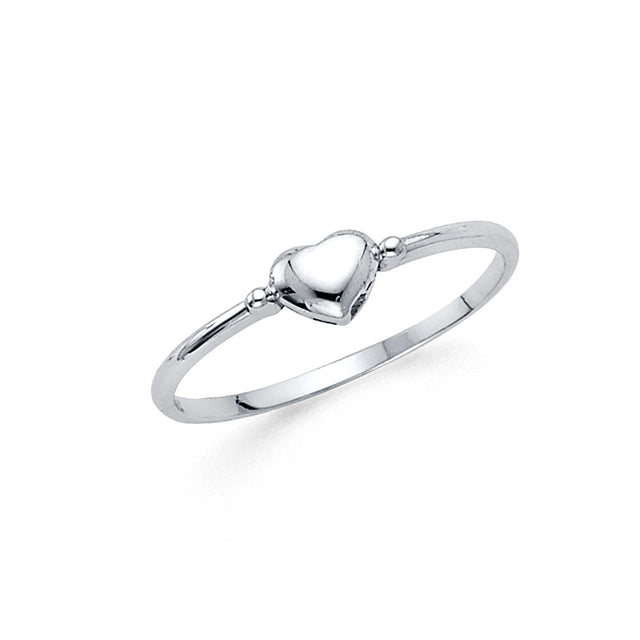 14K White Gold Petite Puffed Heart Ring