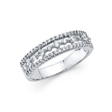 14K White Gold Double-Row Pavé Anniversary Band