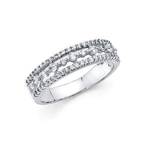 14K White Gold Double-Row Pavé Anniversary Band