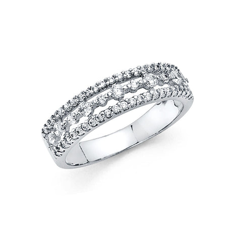 14K White Gold Double-Row Pavé Anniversary Band