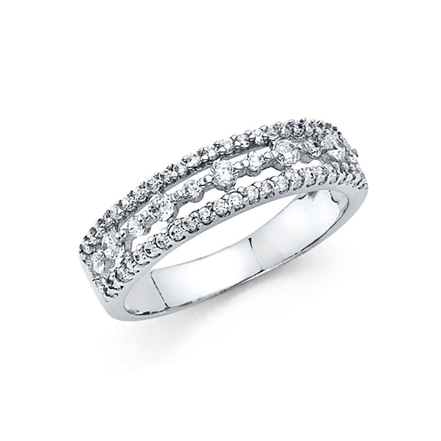 14K White Gold Double-Row Pavé Anniversary Band