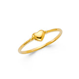 14K Yellow Gold Heart Ring on White Background