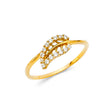14K Yellow Gold Leaf Chevron Ring on White Background