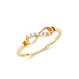 14K Yellow Gold Infinity Ring on White Background