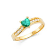 14K Yellow Gold Marquise-Cut Green Center Stone Accent Ring on White Background