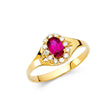 14K Yellow Gold Oval Pink Center Stone Halo Ring on White Background