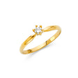 14K Yellow Gold Petite Round Solitaire Ring on White Background