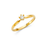 14K Yellow Gold Petite Round Solitaire Ring on White Background