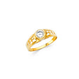 14K Yellow Gold Baby Birthstone Bezel Signet Ring on White Background