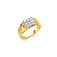 14K Yellow Gold Children's Pave Rectangular Signet Ring on White Background