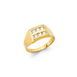 14K Yellow Gold Children's Pave Panel Signet Ring on White Background