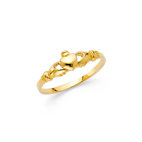 14K Yellow Gold Baby Teddy Bear Ring on White Background