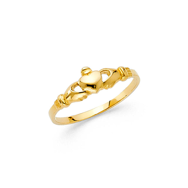 14K Yellow Gold Baby Teddy Bear Ring on White Background