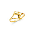 14K Yellow Gold Baby Dolphin Heart Ring on White Background
