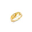 14K Yellow Gold Baby Triangle-Accent Diagonal Band Ring on White Background
