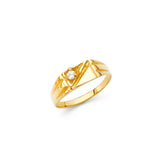 14K Yellow Gold Baby Triangle-Accent Diagonal Band Ring on White Background