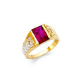 14K Yellow Gold Children's Red Square-Center Signet Ring on White Background