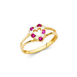 14K Yellow Gold Baby Two-Color Halo Open Heart Ring on White Background