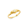 14K Yellow Gold Baby Petite Heart Accent Ring on White Background