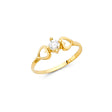 14K Yellow Gold Baby Double Heart Accent Ring on White Background