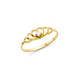 14K Yellow Gold Baby Three-Heart Accent Ring on White Background