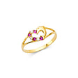 14K Yellow Gold Baby Dolphin Open Heart Ring on White Background