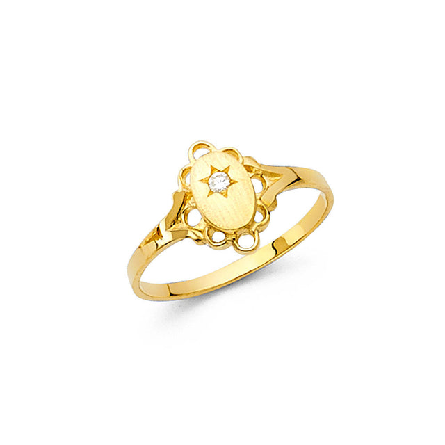 14K Yellow Gold Baby Star Accent Ring on White Background