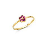 14K Yellow Gold Baby Fuchsia Flower Ring