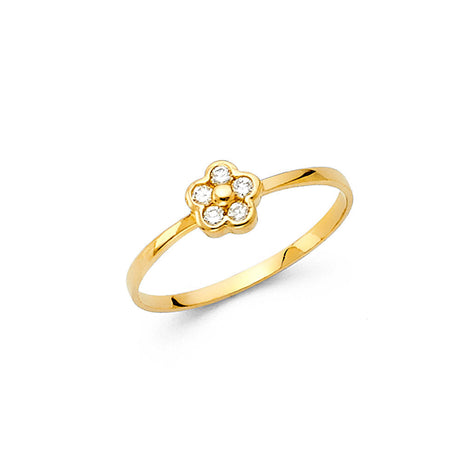 14K Yellow Gold Baby Petite Flower Cluster Ring