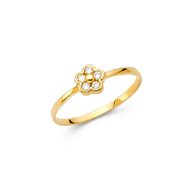 14K Yellow Gold Baby Petite Flower Cluster Ring